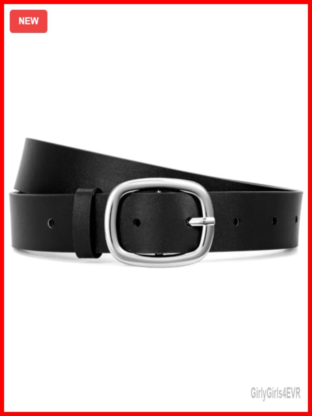 Women's Faux Leather Belt Gold Buckle Waist Belt For Jeans